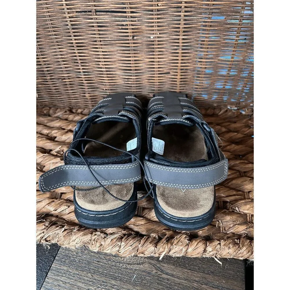 St John's Bay Men's Gray Leather Memory Foam Fisherman Sandals Size 8‎
